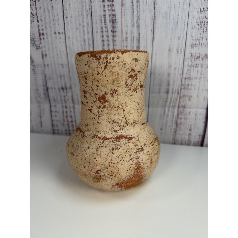 Vintage Studio Pottery Vase Splatter Glaze Red Clay Rustic Mid Century 6.5"